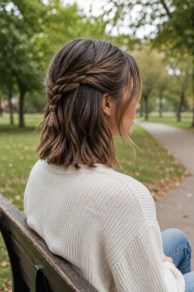 A Half Braid Style For Shoulder Length Hair