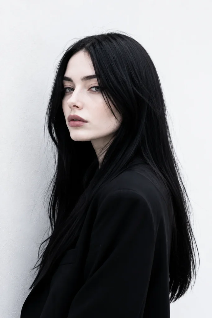 Choose Jet Black to Create High Contrast on Pale Cool Skin