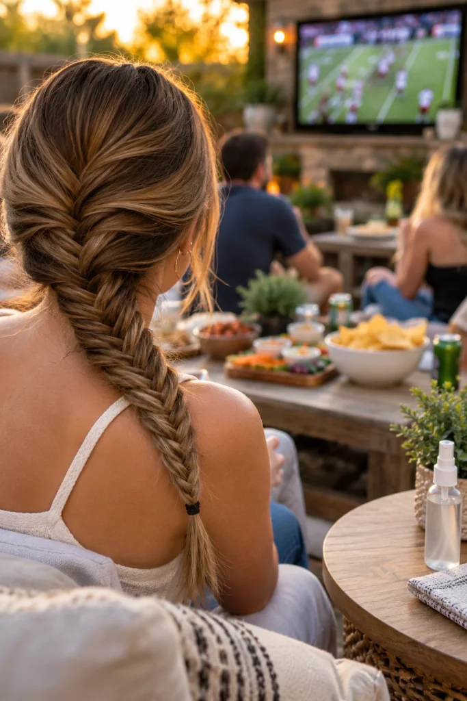 A Fishtail Braid Set With Texture Spray, Not Shine Spray