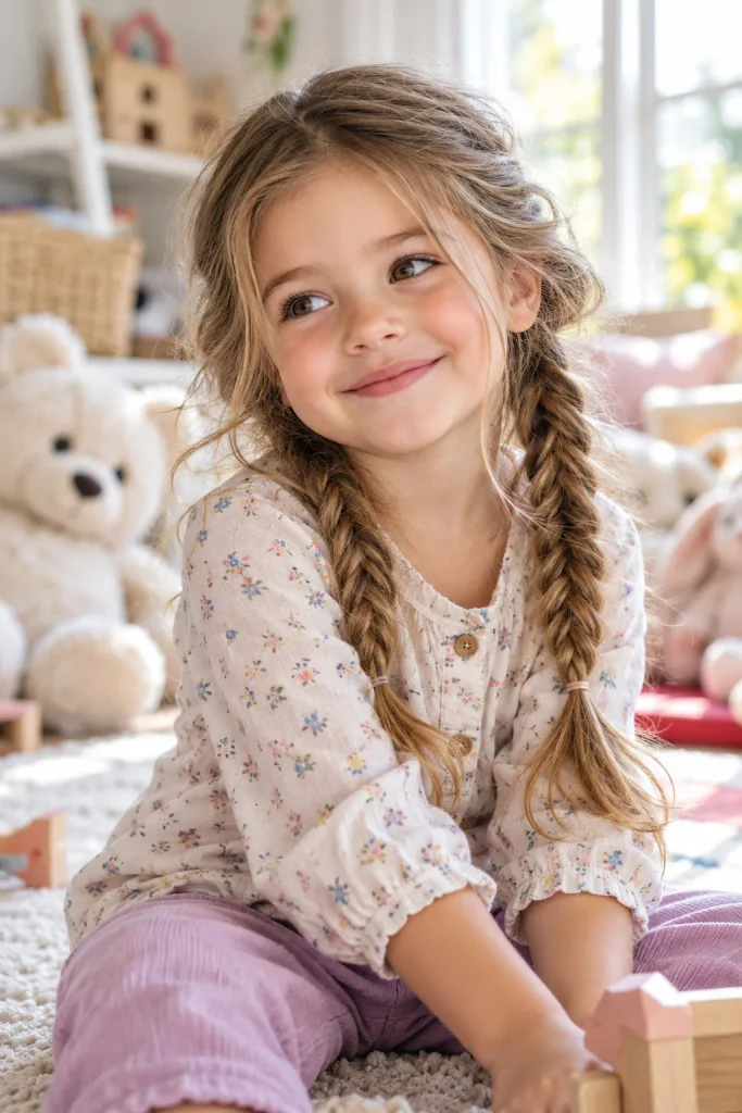 Side Fishtail Pigtails for Younger Kids