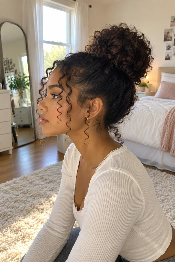 The Sock Bun Upgrade for Curly Hair